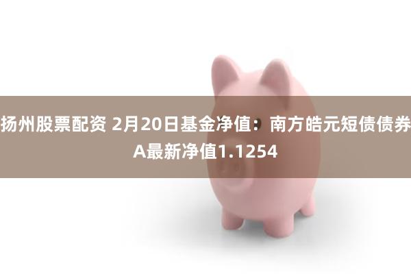 扬州股票配资 2月20日基金净值：南方皓元短债债券A最新净值1.1254